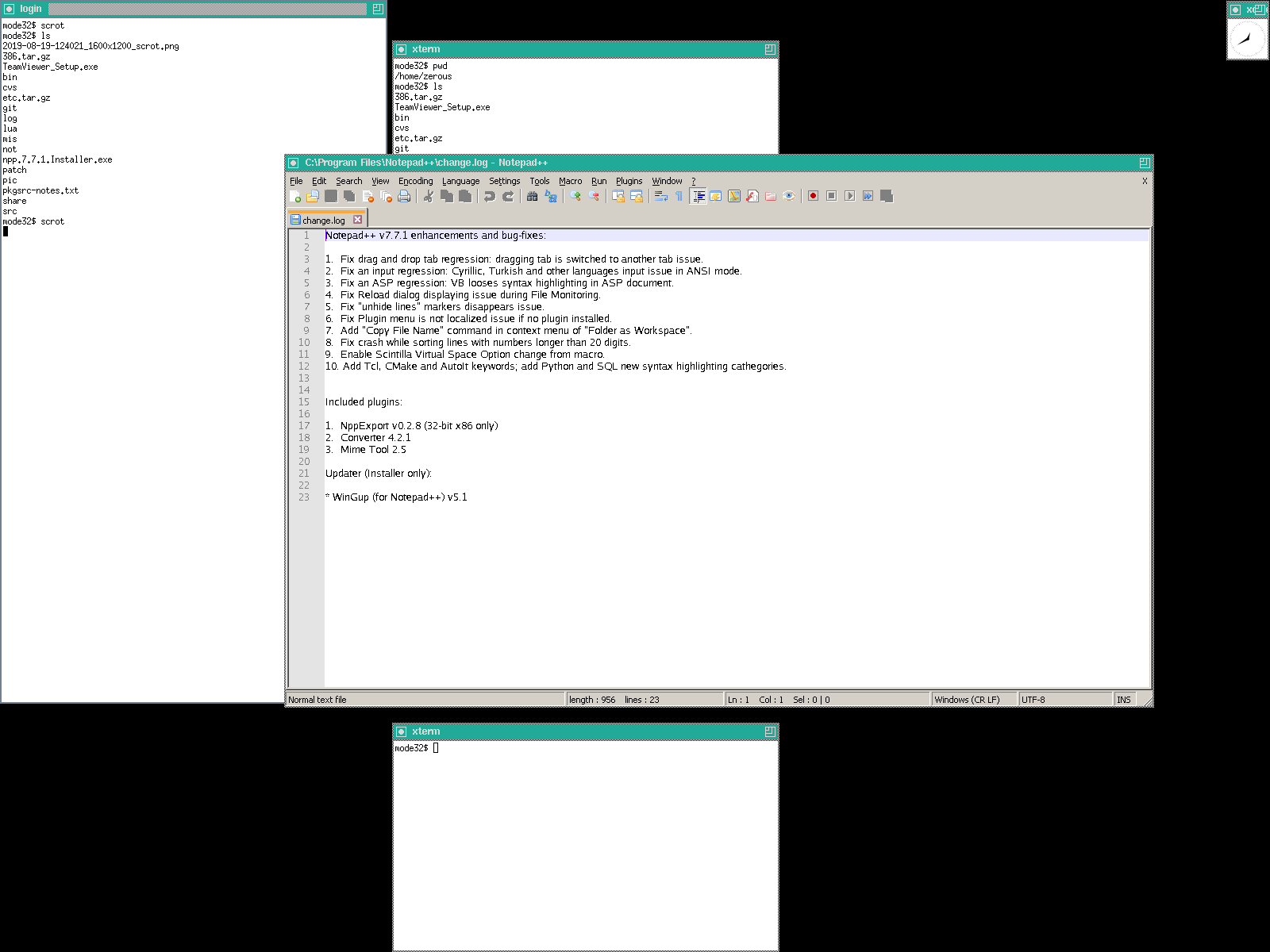 Notepad++ on Wine-4.4 (i386)